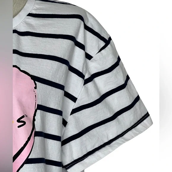 Friends TV Series Womens Tshirt White Blue Striped Short Sleeve Plus Size Heart - Picture 5 of 12